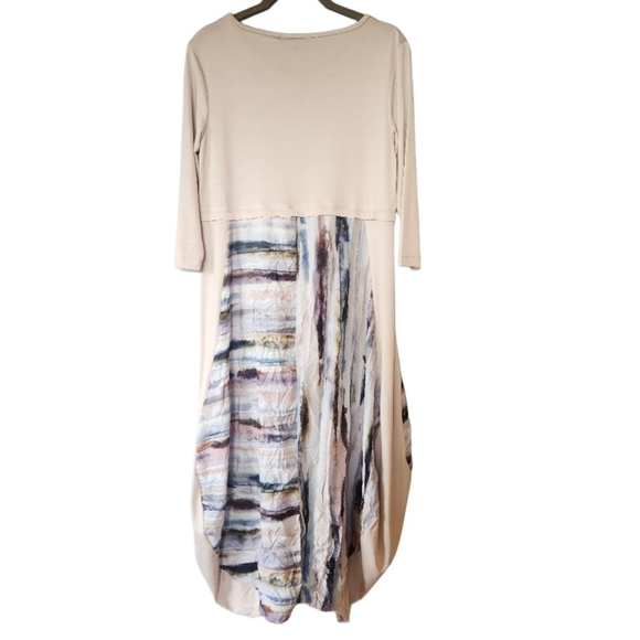 NWT KOZAN JESSICA WATERCOLOR MARBLE LOTUS MIDI DRESS SMALL WEARABLE ART - Picture 2 of 8